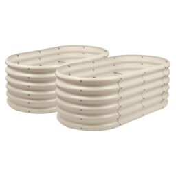 Harbour Housewares Raised Garden Beds - 2x Rounded Bottomless Galvanised Steel Planter 120 x 60 x 45cm in Ivory - Size: 120 x 60 x 45 cm - thumbnail 1