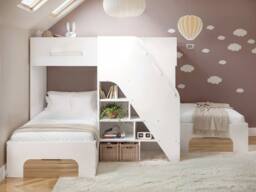 Flair Mason Staircase Triple Sleeper Bed with Storage in Light Oak - Size: Single - thumbnail 2