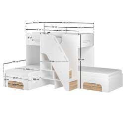 Flair Mason Staircase Triple Sleeper Bed with Storage in Light Oak - Size: Single - thumbnail 6