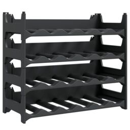 Berkfield Home Wine Rack for 24 Bottles PP Stackable in Black - thumbnail 2