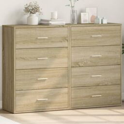 Berkfield Home Sideboards 2 pcs Sonoma Oak 60x31x84 cm Engineered Wood in Brown - Size: 60 x 31 x 84 cm - thumbnail 1