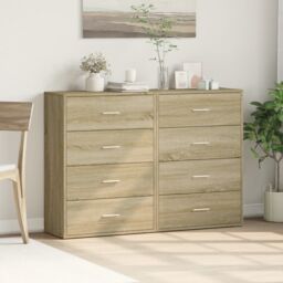 Berkfield Home Sideboards 2 pcs Sonoma Oak 60x31x84 cm Engineered Wood in Brown - Size: 60 x 31 x 84 cm - thumbnail 3