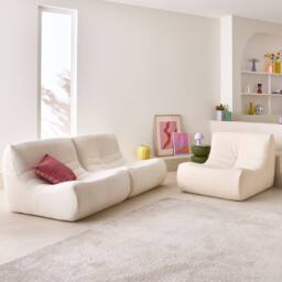 sweeek Modular scandinavian armchair in textured boucle fabric in White