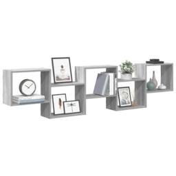 Berkfield Home Wall Cube Shelf 5 Compartments Grey Sonoma Engineered Wood - thumbnail 2