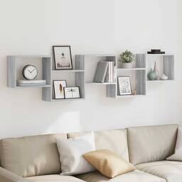 Berkfield Home Wall Cube Shelf 5 Compartments Grey Sonoma Engineered Wood - thumbnail 3