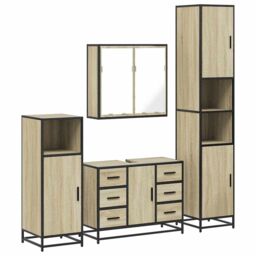Berkfield Home 4¬†Piece Bathroom Furniture Set¬†Sonoma Oak Engineered Wood in Brown - thumbnail 2