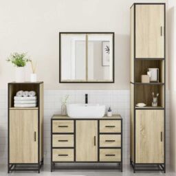 Berkfield Home 4¬†Piece Bathroom Furniture Set¬†Sonoma Oak Engineered Wood in Brown - thumbnail 3