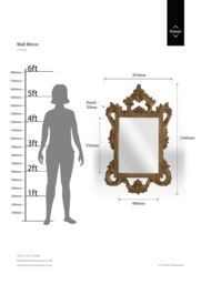 Orsina Baroque Style Antique Finish Wall Mirror, 1.36m High Mirror With Floral & Scrolled Frame, Statement Mirror in Gold - thumbnail 2