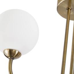 Happy Homewares Modern Designer Antique Brass Ceiling Light with Opal White Globe Glass Shades in Metallic Gold - thumbnail 4