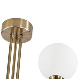 Happy Homewares Modern Designer Antique Brass Ceiling Light with Opal White Globe Glass Shades in Metallic Gold - thumbnail 3