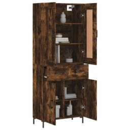 Berkfield Home Highboard Smoked Oak 69.5x34x180 cm Engineered Wood in Brown - thumbnail 3