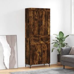 Berkfield Home Highboard Smoked Oak 69.5x34x180 cm Engineered Wood in Brown - thumbnail 1