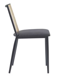 Nordlys Set of 2 Industrial Metal Cane Rattan Dining Chairs in Black - thumbnail 4
