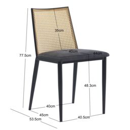 Nordlys Set of 2 Industrial Metal Cane Rattan Dining Chairs in Black - thumbnail 5