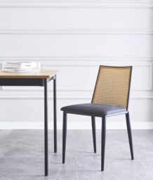 Nordlys Set of 2 Industrial Metal Cane Rattan Dining Chairs in Black - thumbnail 7