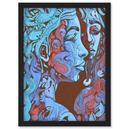 Artery8 I am My Mother Modern Folk Art Illustration Artwork Framed Wall Art Print A4 in Black - thumbnail 1