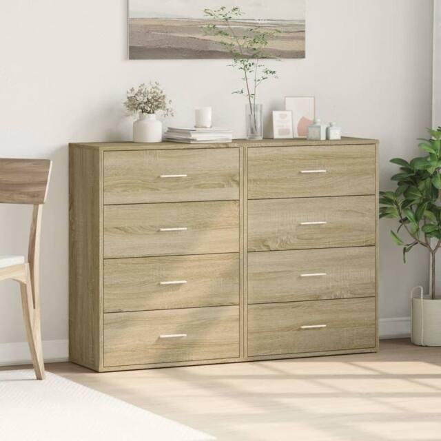 Berkfield Home Sideboards 2 pcs Sonoma Oak 60x31x84 cm Engineered Wood in Brown - Size: 60 x 31 x 84 cm - image 1