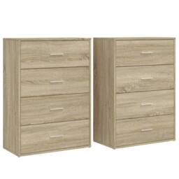 Berkfield Home Sideboards 2 pcs Sonoma Oak 60x31x84 cm Engineered Wood in Brown - Size: 60 x 31 x 84 cm - thumbnail 3
