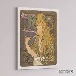 "Artery8 Job Paper Vintage Advert Art Nouveau Canvas Wall Art Print Mucha in Purple - Size: W18"" x H24""" - thumbnail 2