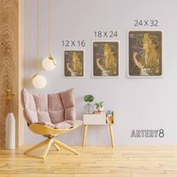 "Artery8 Job Paper Vintage Advert Art Nouveau Canvas Wall Art Print Mucha in Purple - Size: W18"" x H24""" - thumbnail 4