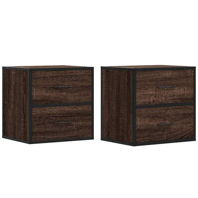 Berkfield Home Wall-mounted Bedside Cabinets 2 pcs Brown Oak 40x31x39.5 cm - image 1