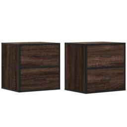 Berkfield Home Wall-mounted Bedside Cabinets 2 pcs Brown Oak 40x31x39.5 cm - thumbnail 1
