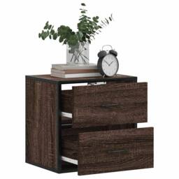 Berkfield Home Wall-mounted Bedside Cabinets 2 pcs Brown Oak 40x31x39.5 cm - thumbnail 4