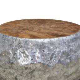 Berkfield Home Coffee Table Aluminium Teak 60x60x30 cm in Silver - Size: 60 x 60 x 30 cm - thumbnail 6
