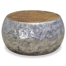 Berkfield Home Coffee Table Aluminium Teak 60x60x30 cm in Silver - Size: 60 x 60 x 30 cm