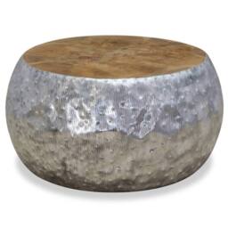 Berkfield Home Coffee Table Aluminium Teak 60x60x30 cm in Silver - Size: 60 x 60 x 30 cm - thumbnail 5