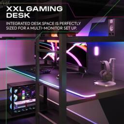 X Rocker Battlebunk RGB LED Single High Sleeper Gaming Bunk Bed with Desk in Black - thumbnail 4