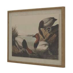 Hill Interiors Flora & Fauna Collection Pochards Beaded Linen Framed Wall Art in Dark Brown