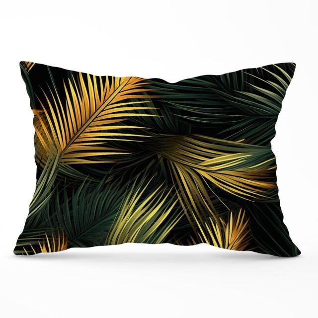 Warren Reed - Designer Golden Palm Leaves Cushions in Green - Size: 60 cm x 60 cm - image 1