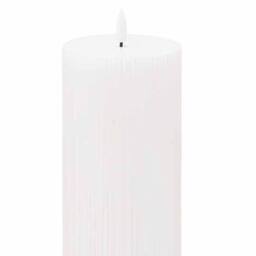 Lemon Pavilion Furniture and Decor Luxe Natural Glow 3.5x9 Texture Ribbed LED Candle - L9 x W9 x H23 cm in White - thumbnail 2