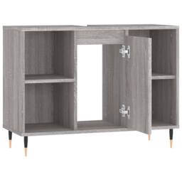 Berkfield Home Bathroom Cabinet Grey Sonoma 80x33x60 cm Engineered Wood - Size: 80 x 33 x 60 cm - thumbnail 5