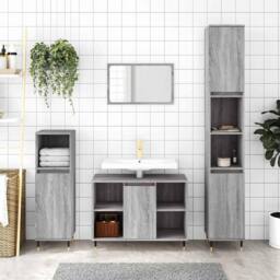 Berkfield Home Bathroom Cabinet Grey Sonoma 80x33x60 cm Engineered Wood - Size: 80 x 33 x 60 cm - thumbnail 2