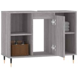 Berkfield Home Bathroom Cabinet Grey Sonoma 80x33x60 cm Engineered Wood - Size: 80 x 33 x 60 cm - thumbnail 4