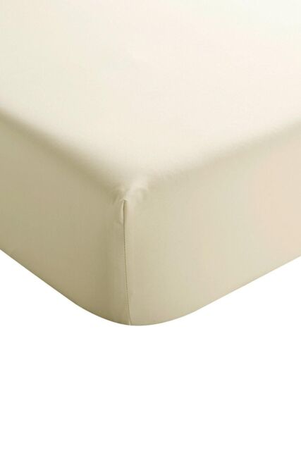 CHRISTY 400TC Luxury Cotton Sateen Plain Dye Bedding Fitted Sheets in Gold - Size: Single Fitted - image 1
