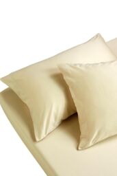 CHRISTY 400TC Luxury Cotton Sateen Plain Dye Bedding Fitted Sheets in Gold - Size: Single Fitted - thumbnail 3