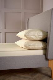 CHRISTY 400TC Luxury Cotton Sateen Plain Dye Bedding Fitted Sheets in Gold - Size: Single Fitted - thumbnail 2