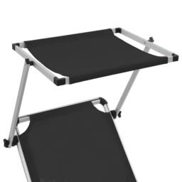 Berkfield Home Folding Sun Loungers with Roof 2 pcs Aluminium&Textilene Black - thumbnail 7