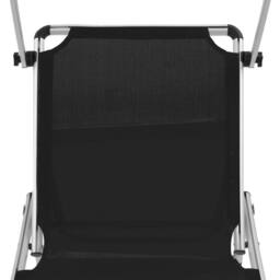 Berkfield Home Folding Sun Loungers with Roof 2 pcs Aluminium&Textilene Black - thumbnail 9