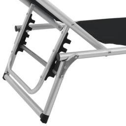 Berkfield Home Folding Sun Loungers with Roof 2 pcs Aluminium&Textilene Black - thumbnail 8