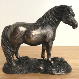 Animal Crackers Shetland Pony Figurine In Solid Cold Cast Bronze Designed By Harriet Glen, Quality Horse Lover Home Decoration