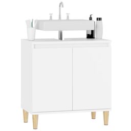 Berkfield Home Sink Cabinet White 58x33x60 cm Engineered Wood - Size: 58 x 33 x 60 cm - thumbnail 4