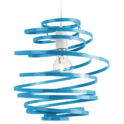 Happy Homewares Gloss Metal Double Ribbon Spiral Swirl Ceiling Light Pendant in Teal - thumbnail 2