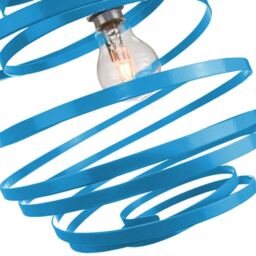 Happy Homewares Gloss Metal Double Ribbon Spiral Swirl Ceiling Light Pendant in Teal - thumbnail 3