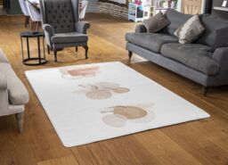Benjamin Tate Design Beige Watercolor Illustration & Gold Elements Designer Rug in Natural - Size: Large - thumbnail 2