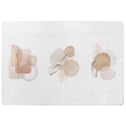 Benjamin Tate Design Beige Watercolor Illustration & Gold Elements Designer Rug in Natural - Size: Large - thumbnail 1