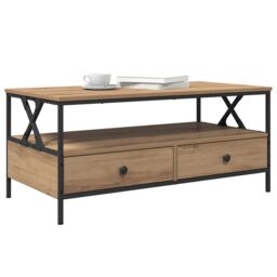 Berkfield Home Coffee Table Artisan oak 100 x 51 x 45 cm Engineered wood in Brown - thumbnail 3
